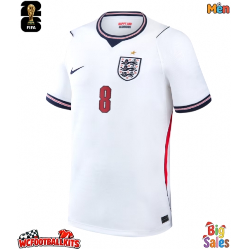England Elliot Anderson #8 Replica Home Stadium Shirt World Cup 2026 Short Sleeve